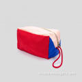 Trendy Tri-Color Cotton Cosmetic Bag